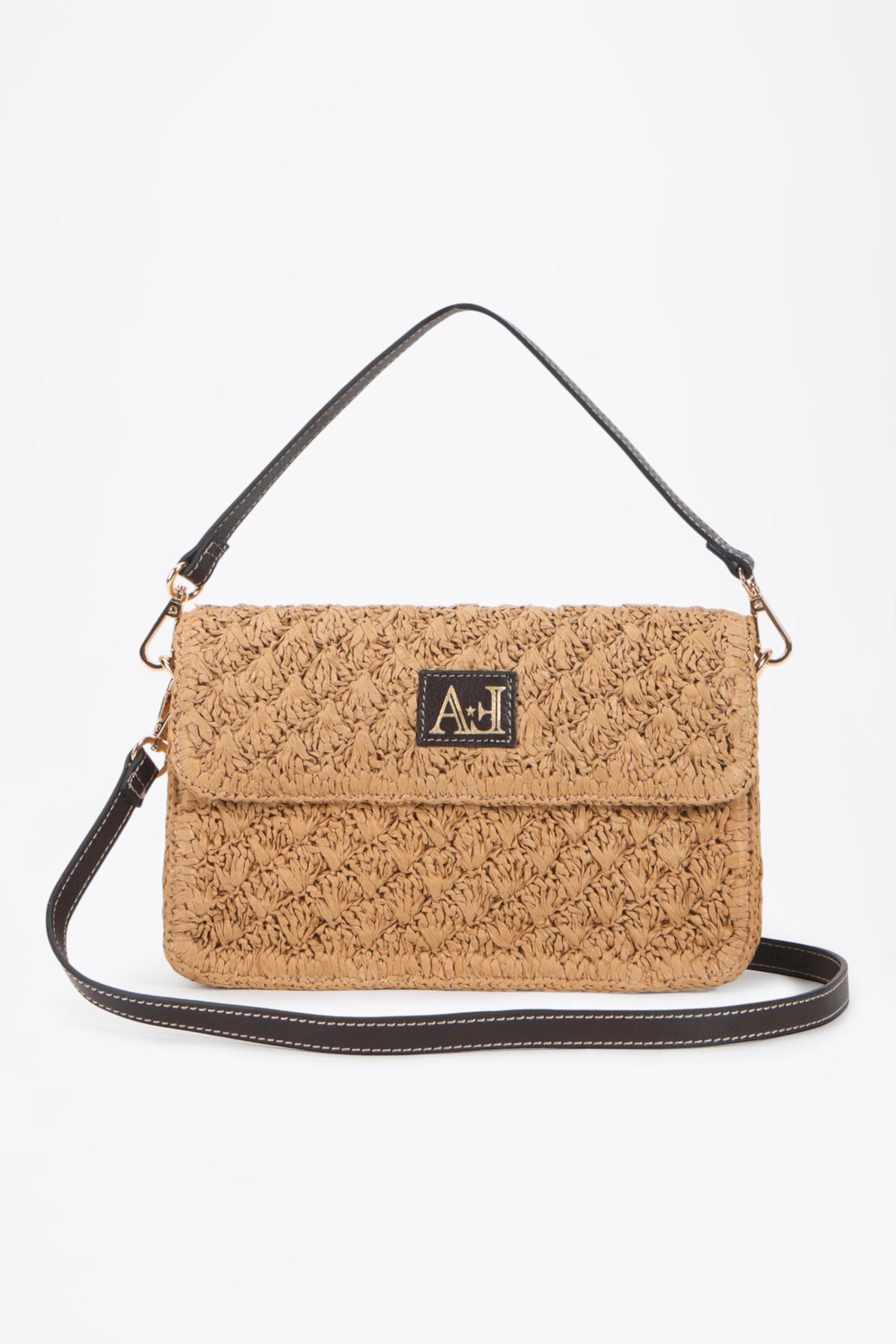 Paper Yarn Crossbody Bag Camel – Front view