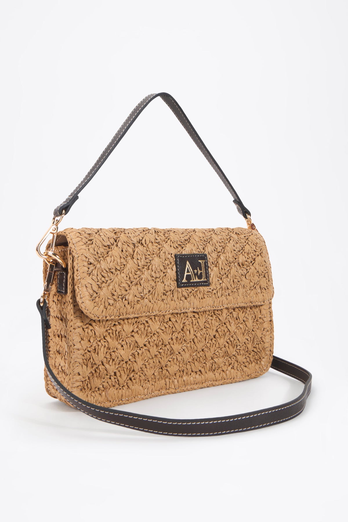 Paper Yarn Crossbody Bag Camel – Side angle view
