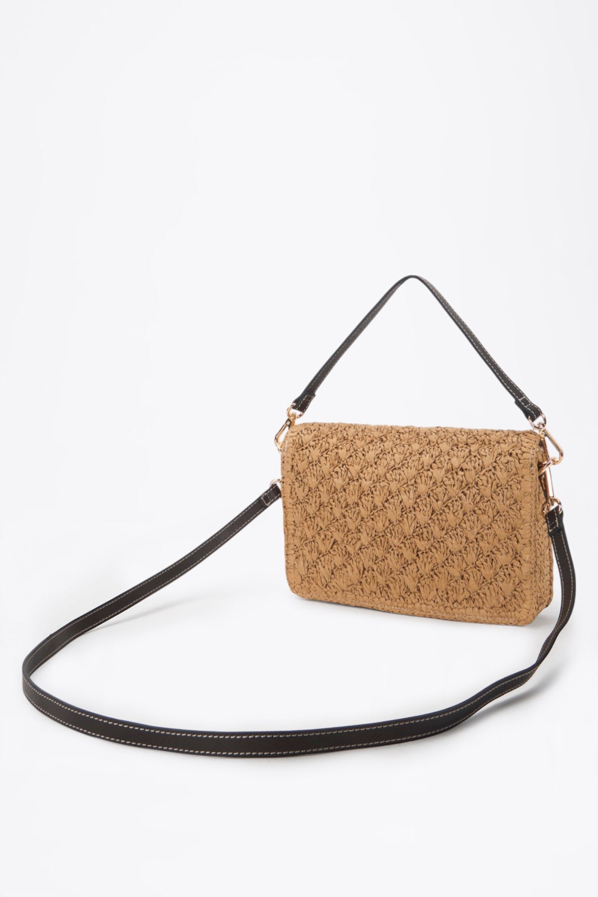 Paper Yarn Crossbody Bag Camel – Back view