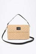 Paper yarn crossbody bag - open top view