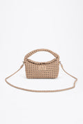 AF Woven Leather Crossbody Bag – Front view with shoulder strap