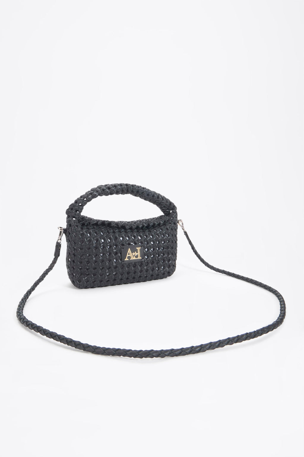 AF Woven Leather Crossbody Bag - top view