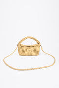 AF Woven Leather Crossbody Bag - front view with strap extended