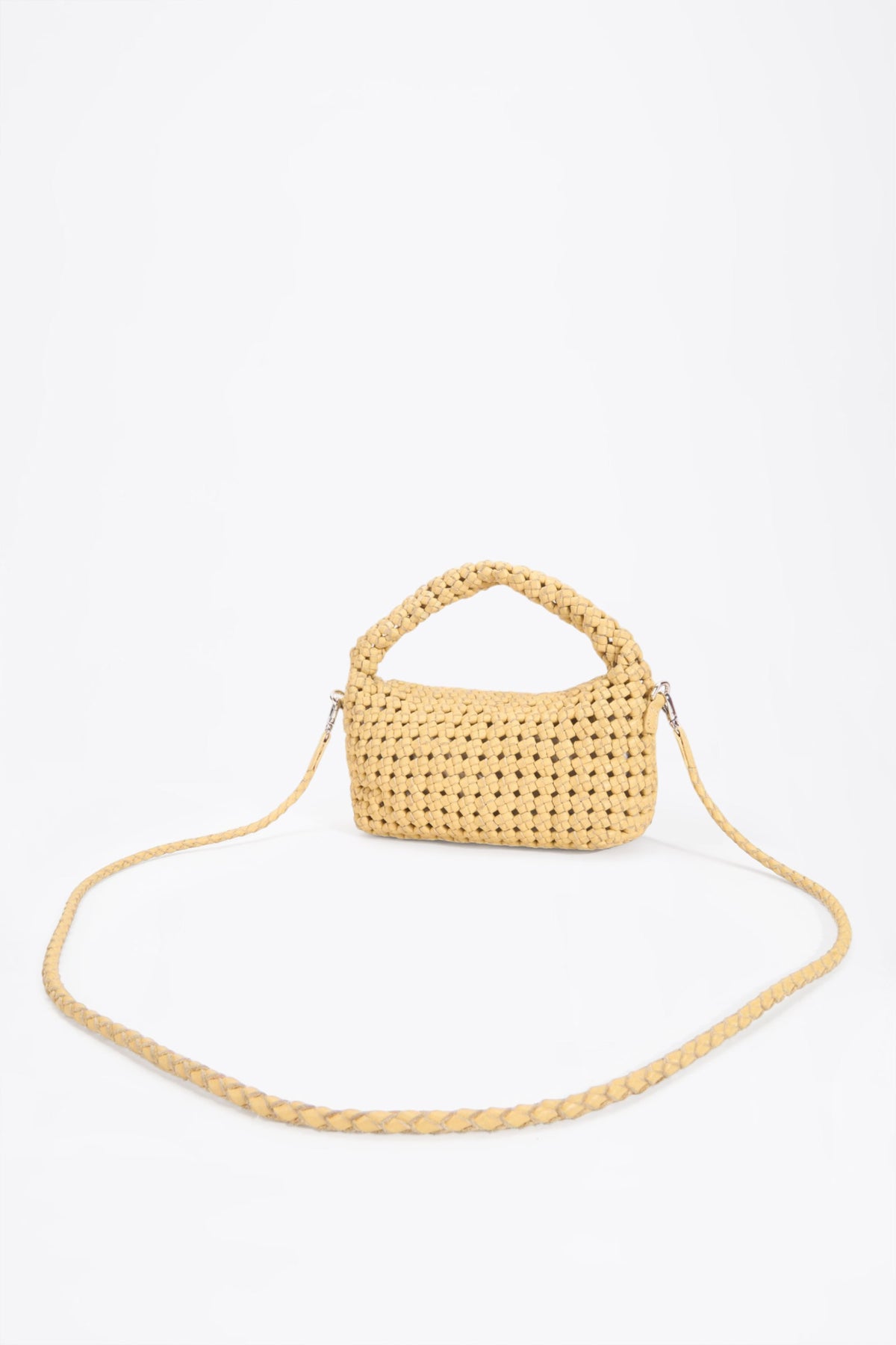 AF Woven Leather Crossbody Bag - silver clasp detail