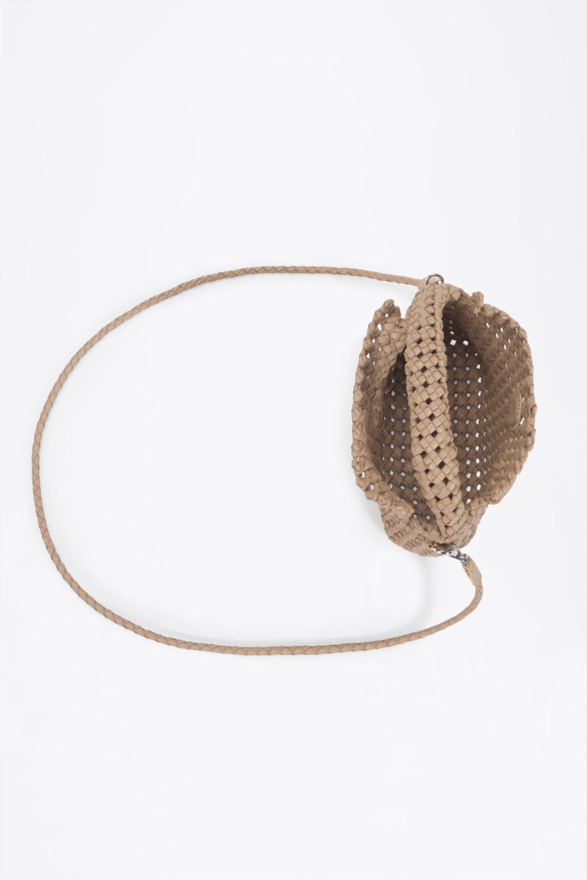 AF Woven Leather Crossbody Bag – Silver hardware clasp detail